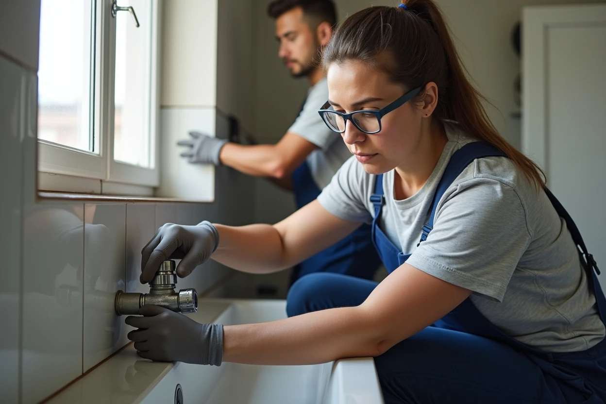 Reparación de conexión de grifería en baño residencial